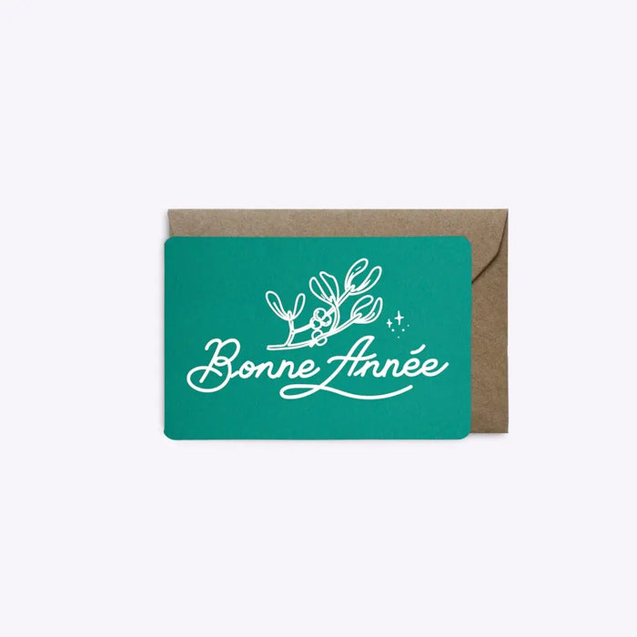 MINI-CARTE BONNE ANNEE GUI - émeraude par Les Éditions du Paon • beau, bureau, CHRISTMAS, célébrer, 
