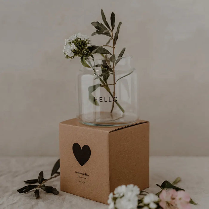 Petit vase en verre - Hello par EULENSCHNITT • beau, célébrer, fabriqué à la main, handmade,