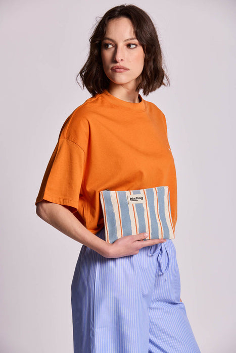 Pochette Lou - Rayures Orange et Bleu