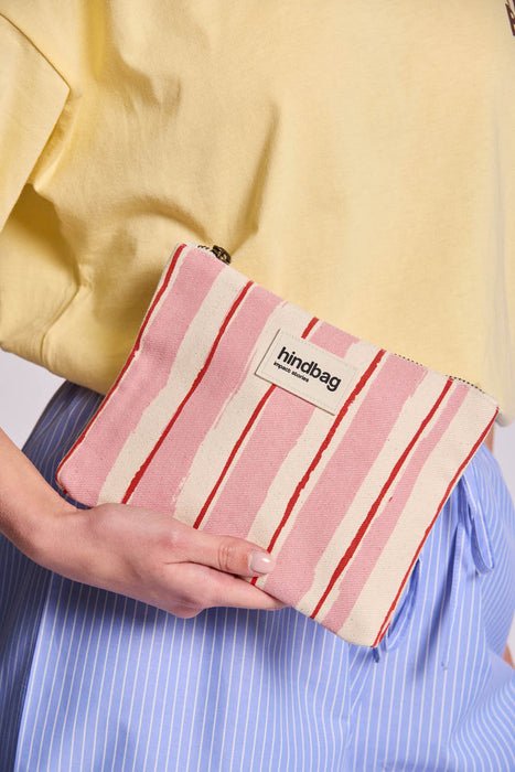 Pochette Lou - Rayures Rouge et Rose