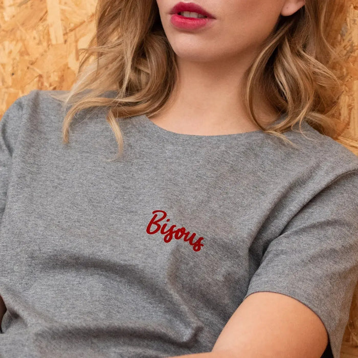T- SHIRT BISOUS- GRIS CHINE par SQUARE UP • bisous, coton bio, fêtedespères, 